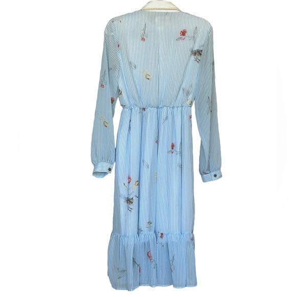 Christy & Fang Long Sleeves Lined High Neck Ruffle Button Up Prairie Dress Sz L - Picture 4 of 6